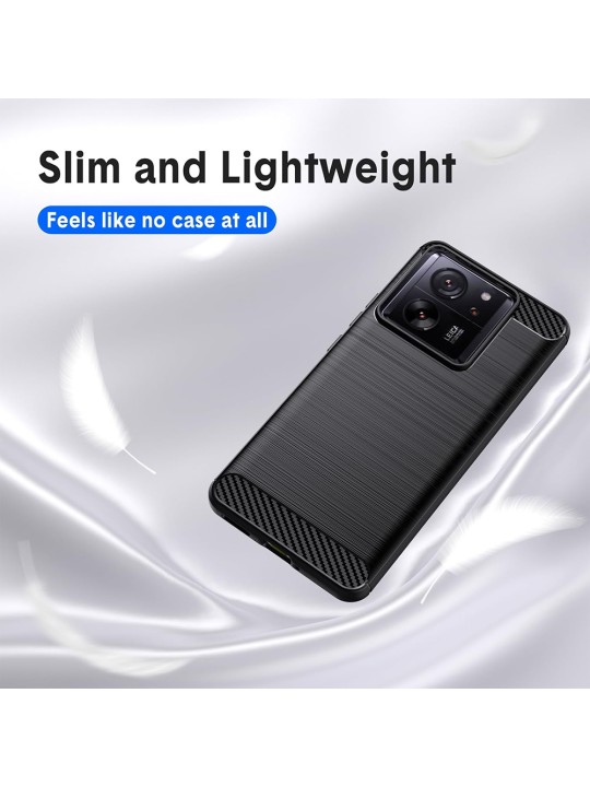 Калъф за Xiaomi Redmi Note 14 5G, Carbon Silicone - Black