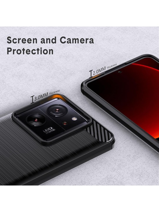 Калъф за Xiaomi Redmi Note 14 5G, Carbon Silicone - Black
