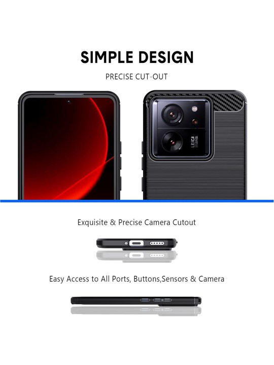 Калъф за Xiaomi Redmi Note 14 5G, Carbon Silicone - Black