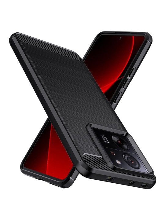 Калъф за Xiaomi Redmi Note 14 5G, Carbon Silicone - Black