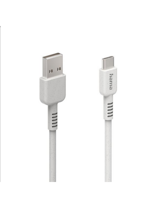 Кабел за зареждане HAMA "Eco", USB-A - USB-C, 1 м, бял