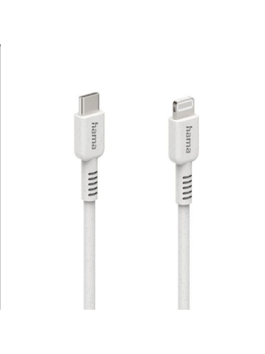 Кабел за зареждане HAMA "Eco", USB-C - Lightning, 1 м, бял