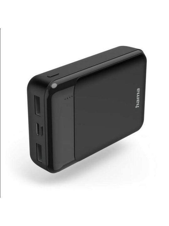 Външна батерия HAMA "Eco Power 10", 10000 mAh, 1 x USB-C, 2 x USB-A, черен
