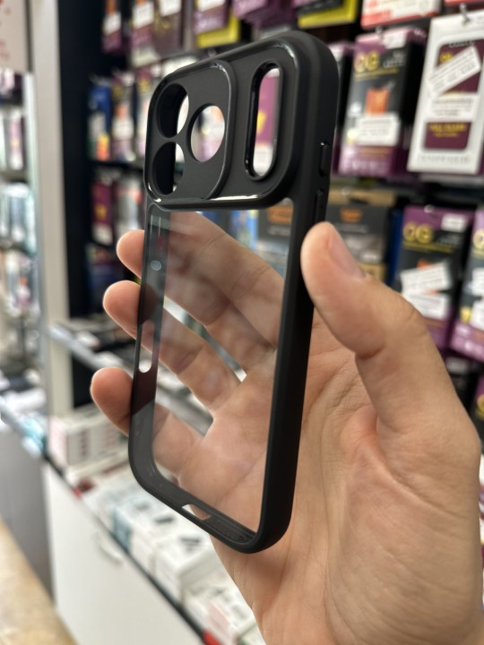 Калъф за iPhone 17 Pro - прозрачен с черна рамка