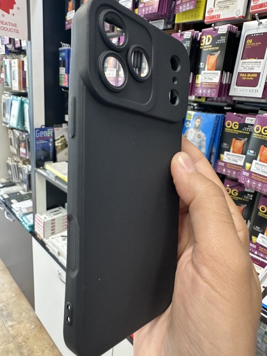 Калъф за iPhone 17 Pro Max - Silicone Case Matt, със защита на камерите, черен