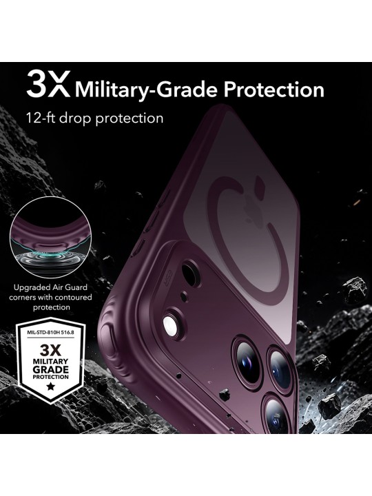 Калъф за iPhone 18 Pro - ESR Classic Hybrid HaloLock, Burgundy