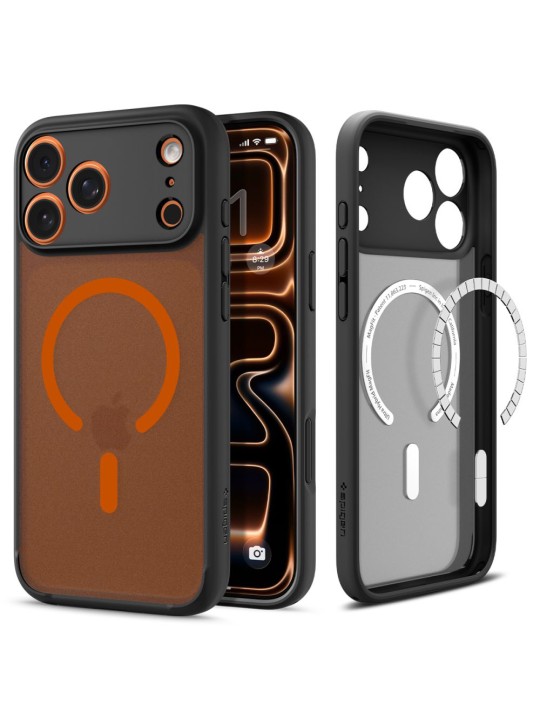 Калъф Spigen - Ultra Hybrid MagSafe - iPhone 18 Pro - Frost Black / Orange