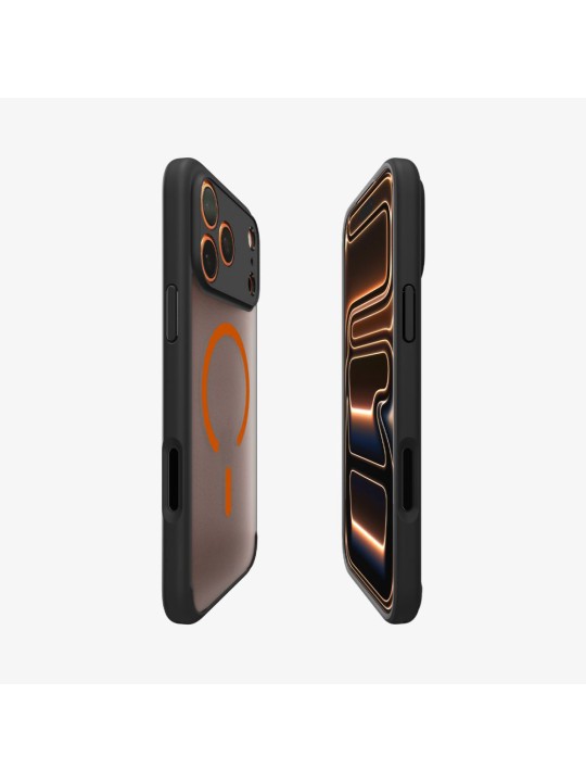 Калъф Spigen - Ultra Hybrid MagSafe - iPhone 18 Pro - Frost Black / Orange