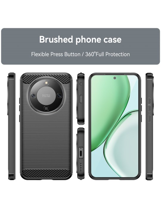 Калъф за Honor Magic8 Lite, Carbon Silicone - Black