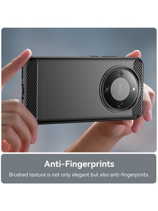 Калъф за Honor Magic8 Lite, Carbon Silicone - Black