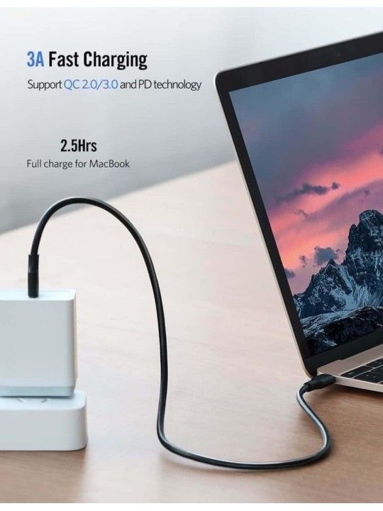 Кабел UGREEN USB-C към USB-C, 3.0m 3A US286