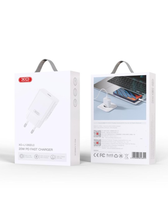 Зарядно XO 20W L126, с кабел USB-C - USB-C