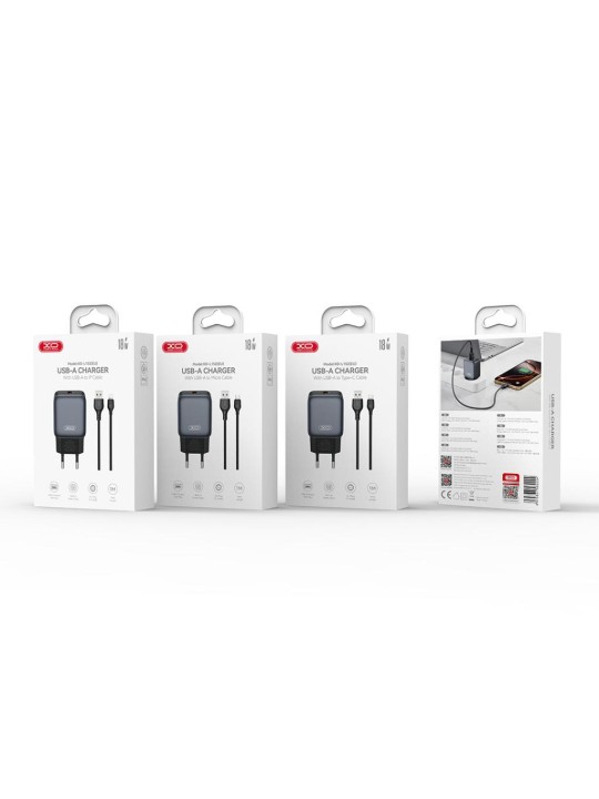 Зарядно XO 18W L152, с кабел USB-A - Type-C