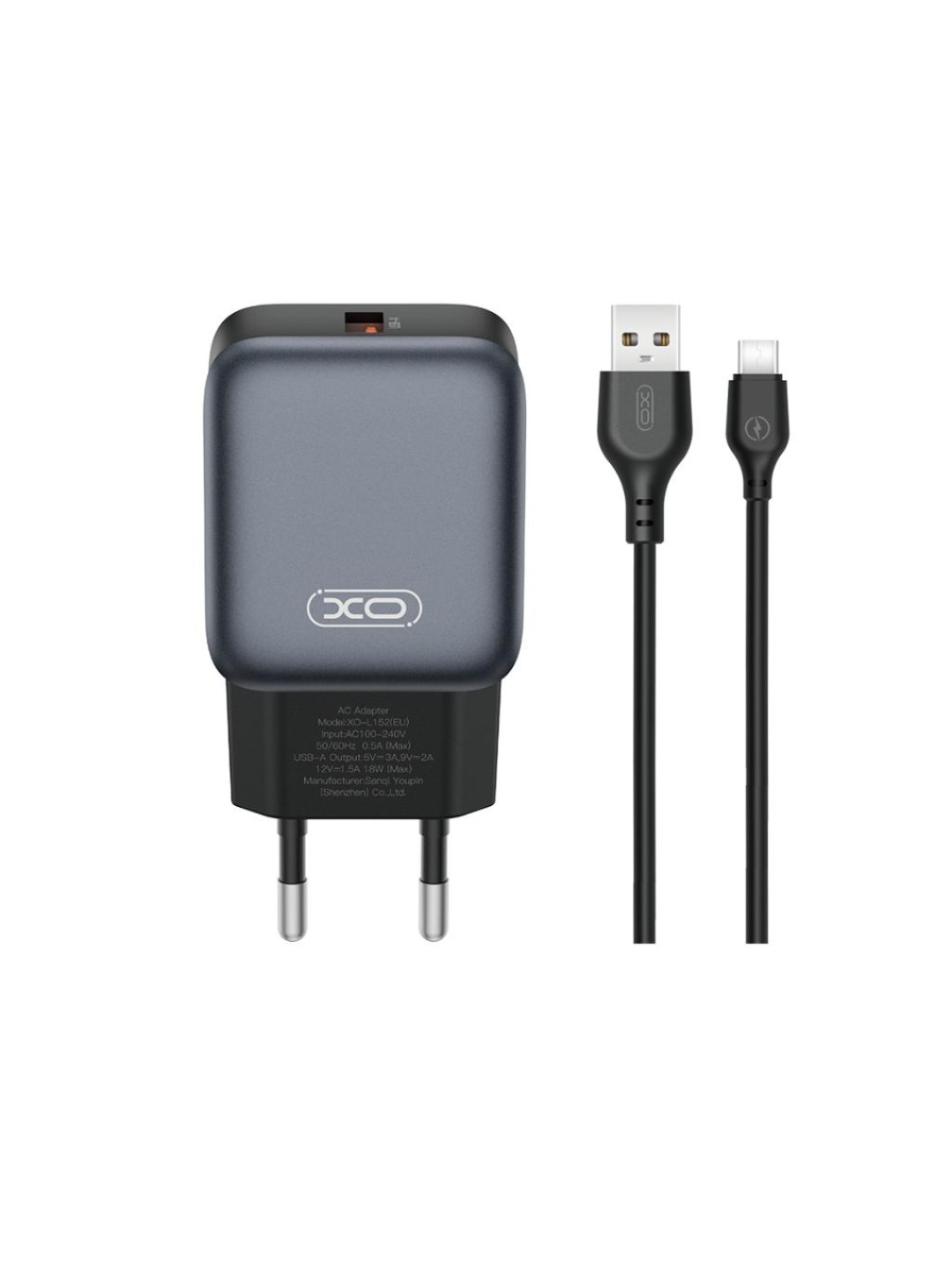 Зарядно XO 18W L152, с кабел USB-A - Type-C