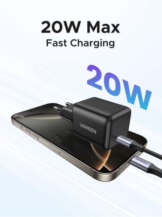 Бързо зарядно UGREEN 20W X512 USB-C GAN, Black