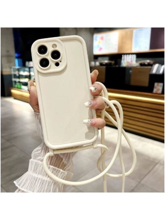 Калъф за iPhone 16 - Lux Silicone Case, с връзка - Бял