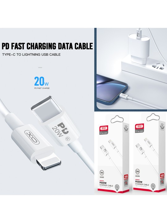 Кабел USB-C към Lightning, PD 20W - XO NB-Q189A 1.0m, за iPhone