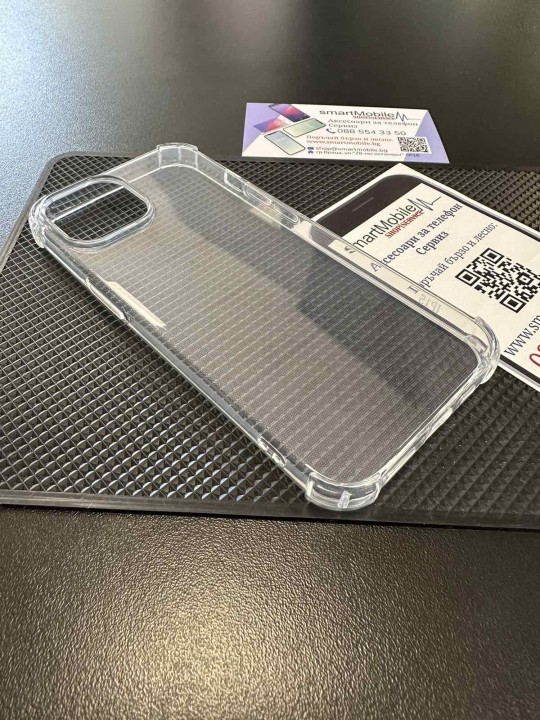 Калъф за iPhone 15 - Antishock, прозрачен, с удебелени краища