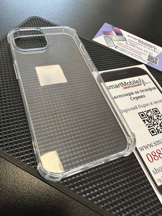 Калъф за iPhone 15 - Antishock, прозрачен, с удебелени краища