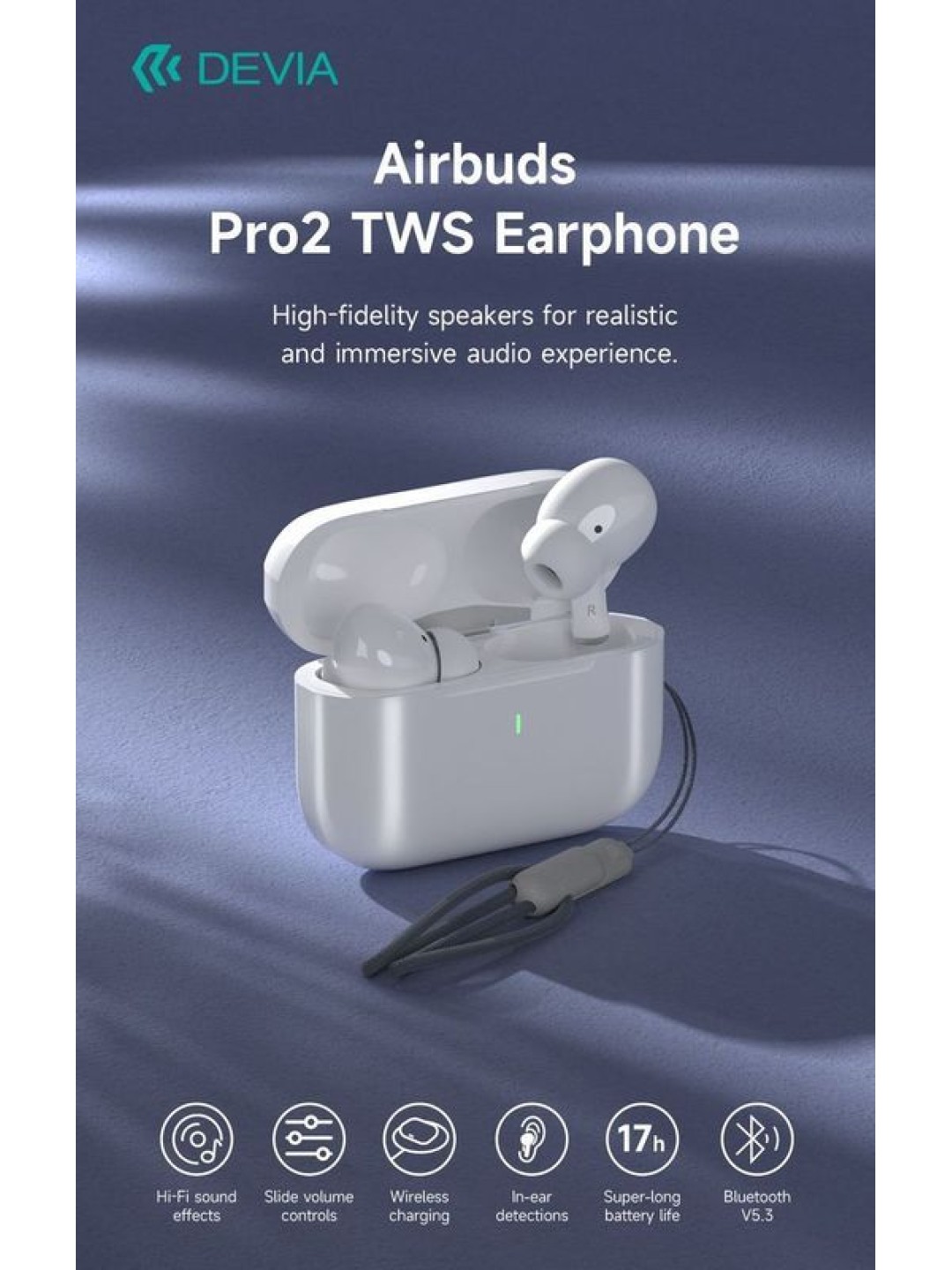 Безжични слушалки Airbuds TWS Wireless - Devia AirBuds Pro2