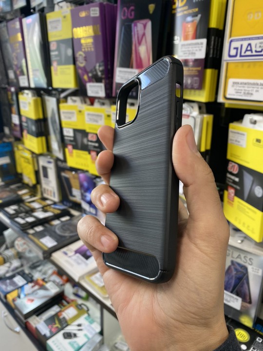 Калъф за iPhone 12 Pro - Carbon Fiber - силикон, черен