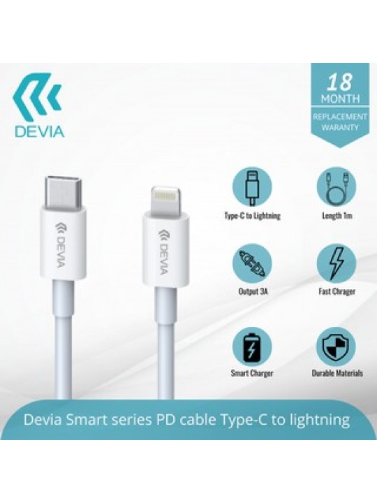 Кабел за iPhone USB-C към Lightning - Devia Smart PD Cable 20W