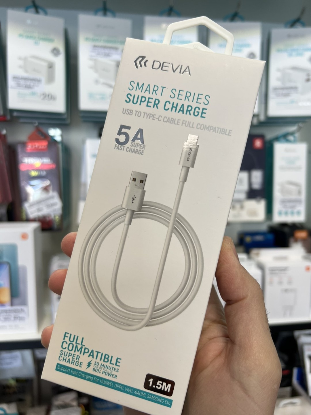 Кабел USB Type-C за бързо зареждане - Devia Smart Series 5A, 1.5m