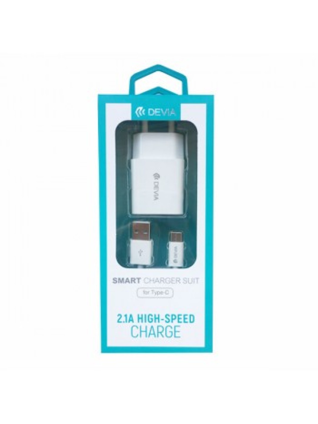 Зарядно 220V Devia Smart Charger 10.5W 2.1A + iPhone Cable