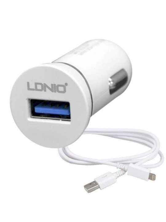Зарядно за кола LDNIO DL-C12 5V 2.1A, с кабел Iphone Lightning 1.0m