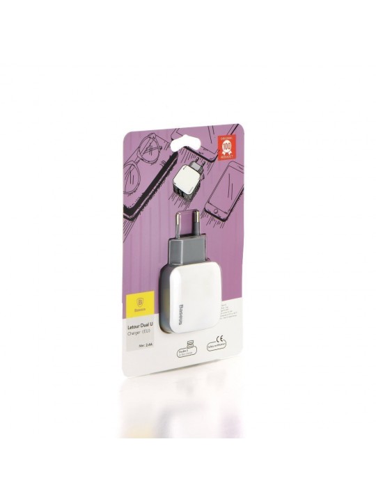 Зарядно 220V Baseus LeTour Dual USB, max 2.4A