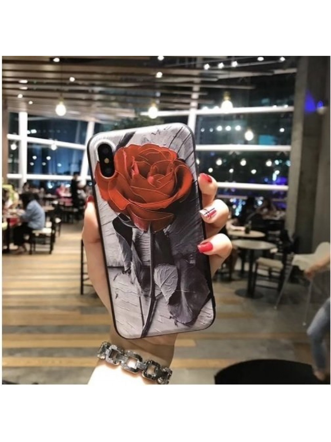 Калъф силикон за iPhone X, с картинка роза