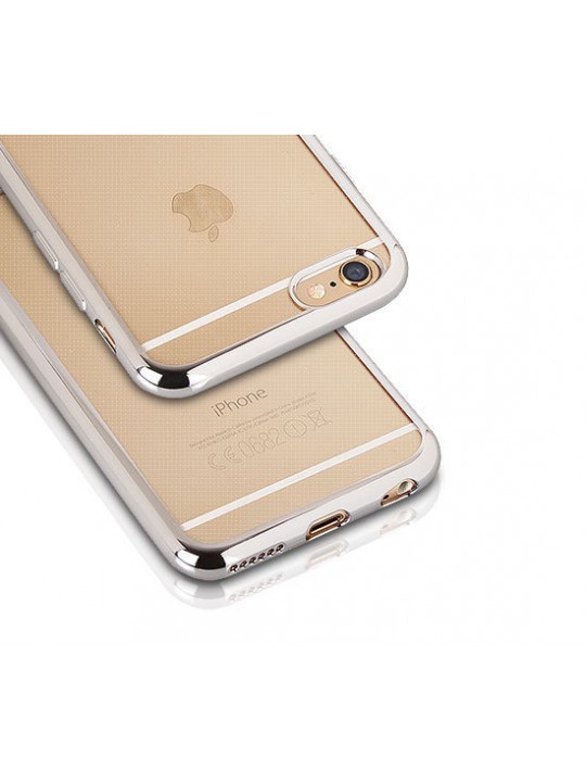 Силиконов кейс за iPhone X/XS, сребриста рамка