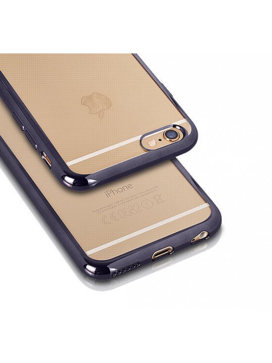Силиконов кейс за iPhone X/XS, сребриста рамка