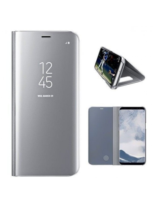 Калъф-тефтер Clear View за Samsung Galaxy S8+ Plus G955, сребрист