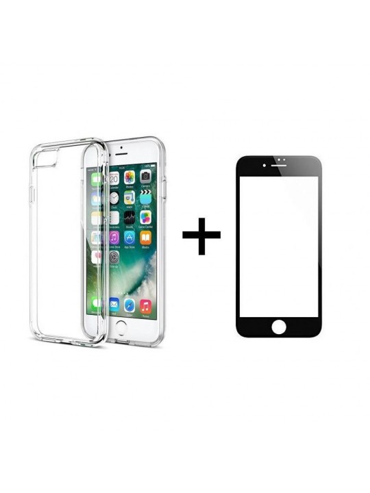 Комплект: Кейс и протектор за целия дисплей за iPhone 7/8 - черен