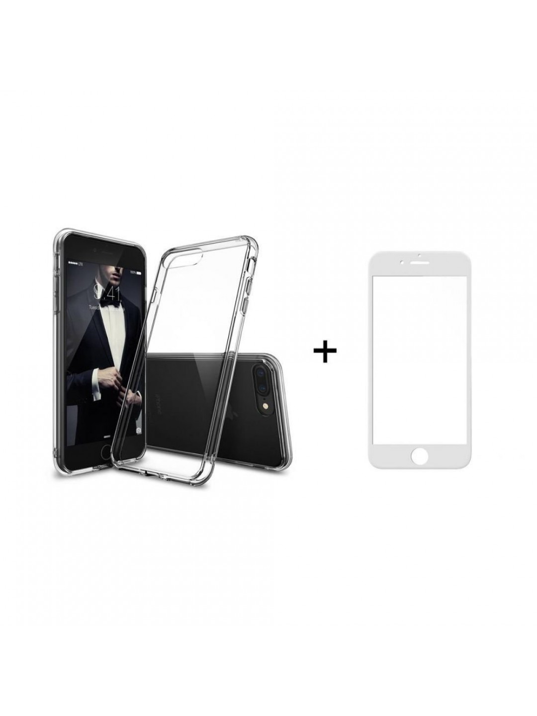 Комплект: Кейс и протектор за целия дисплей за iPhone 7/8 Plus - черен