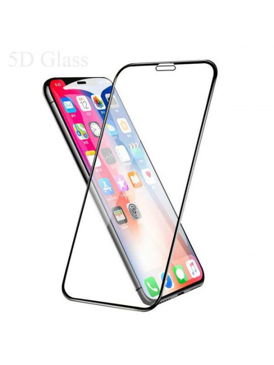 5D Стъклен протектор за iPhone XR, Black, Full