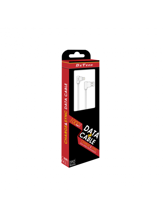 Кабел за данни Micro USB DeTech DE-21m, 90* USB