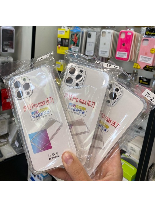 Силиконов кейс със защита на камерата за iPhone 12 Pro Max - прозрачен