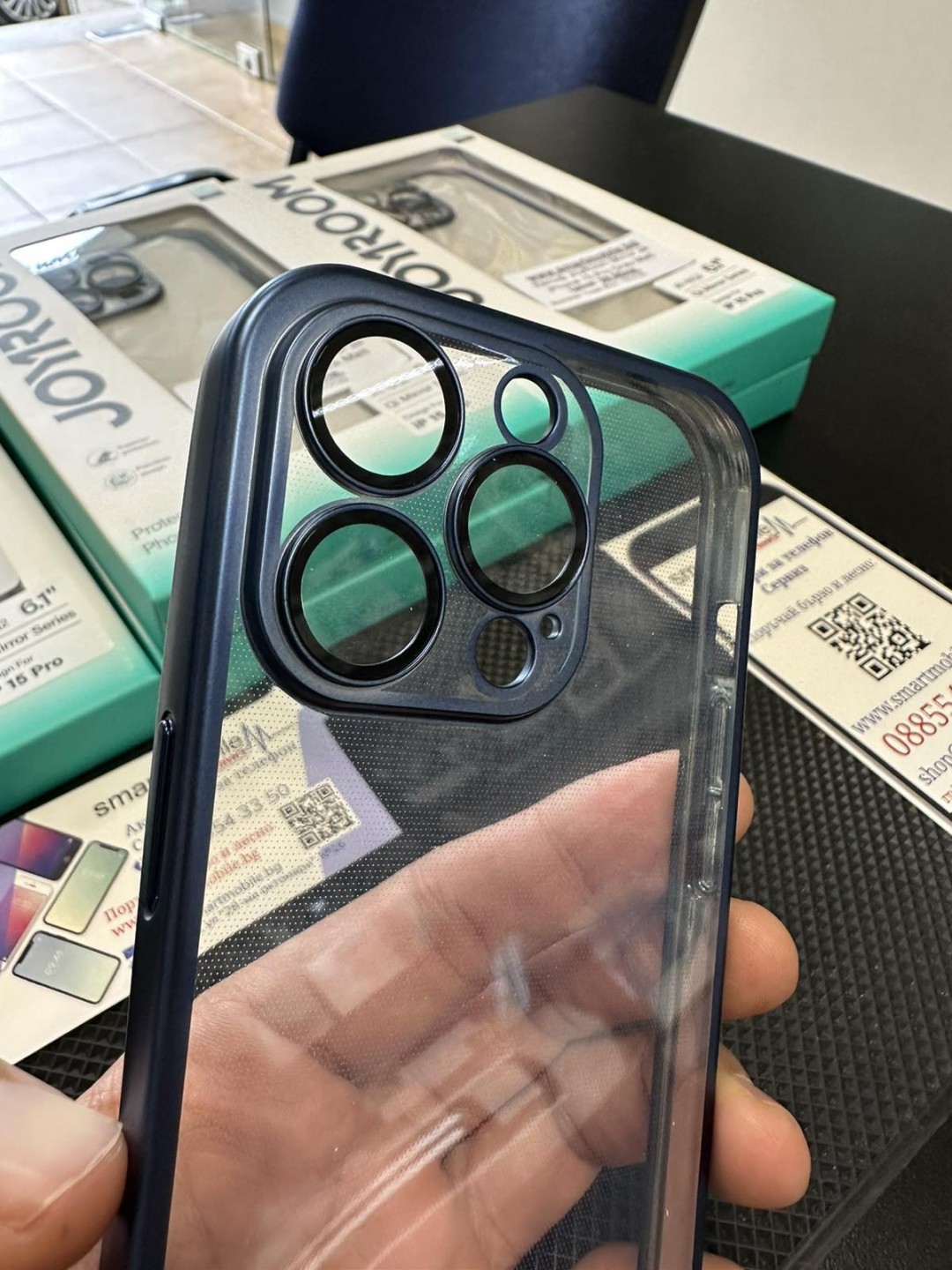 Калъф за iPhone 15 Pro - JoyRoom JR-15Q2, със защита на камерите, Blue