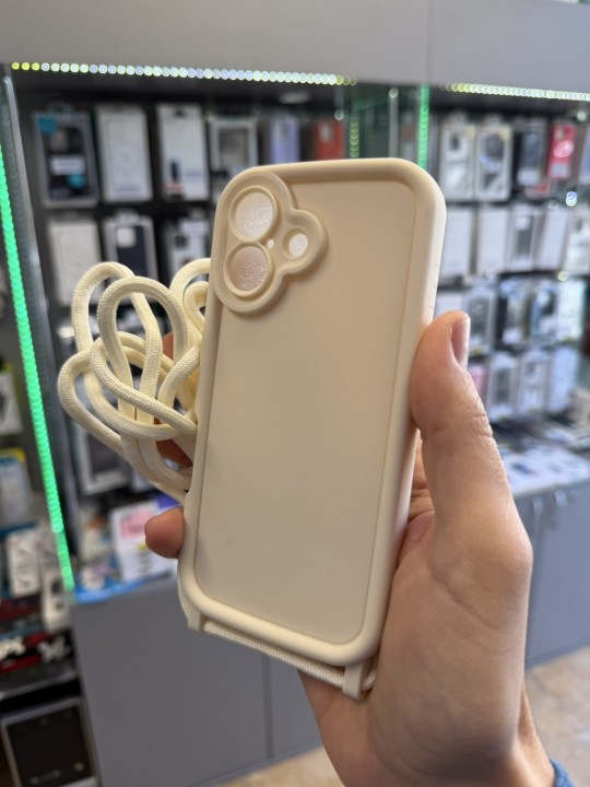 Калъф за iPhone 16 - Lux Silicone Case, с връзка - Бял