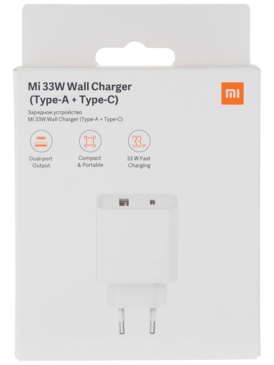 Зарядно Mi 33W Wall Charger USB (Type-A + Type-C), без кабел