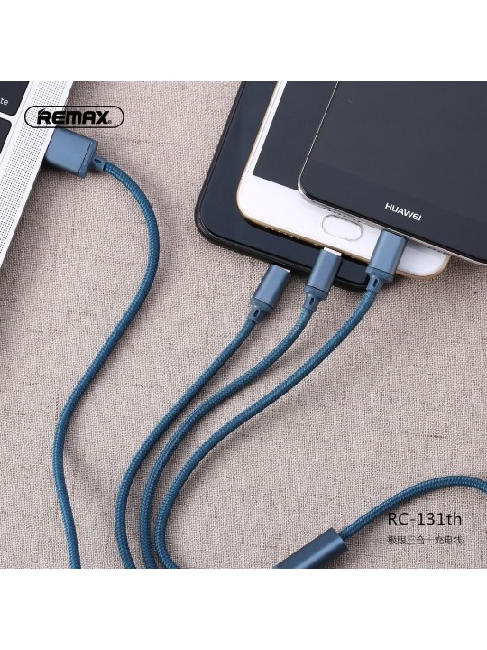 Кабел Remax RC-131th 3in1 - Lightning, Type-C, Micro USB