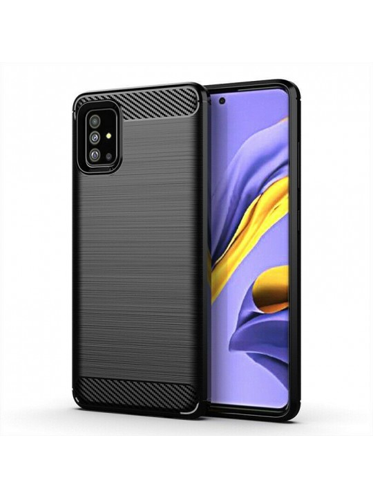 Калъф силикон Carbon за Samsung A41, Black - Galaxy A415f