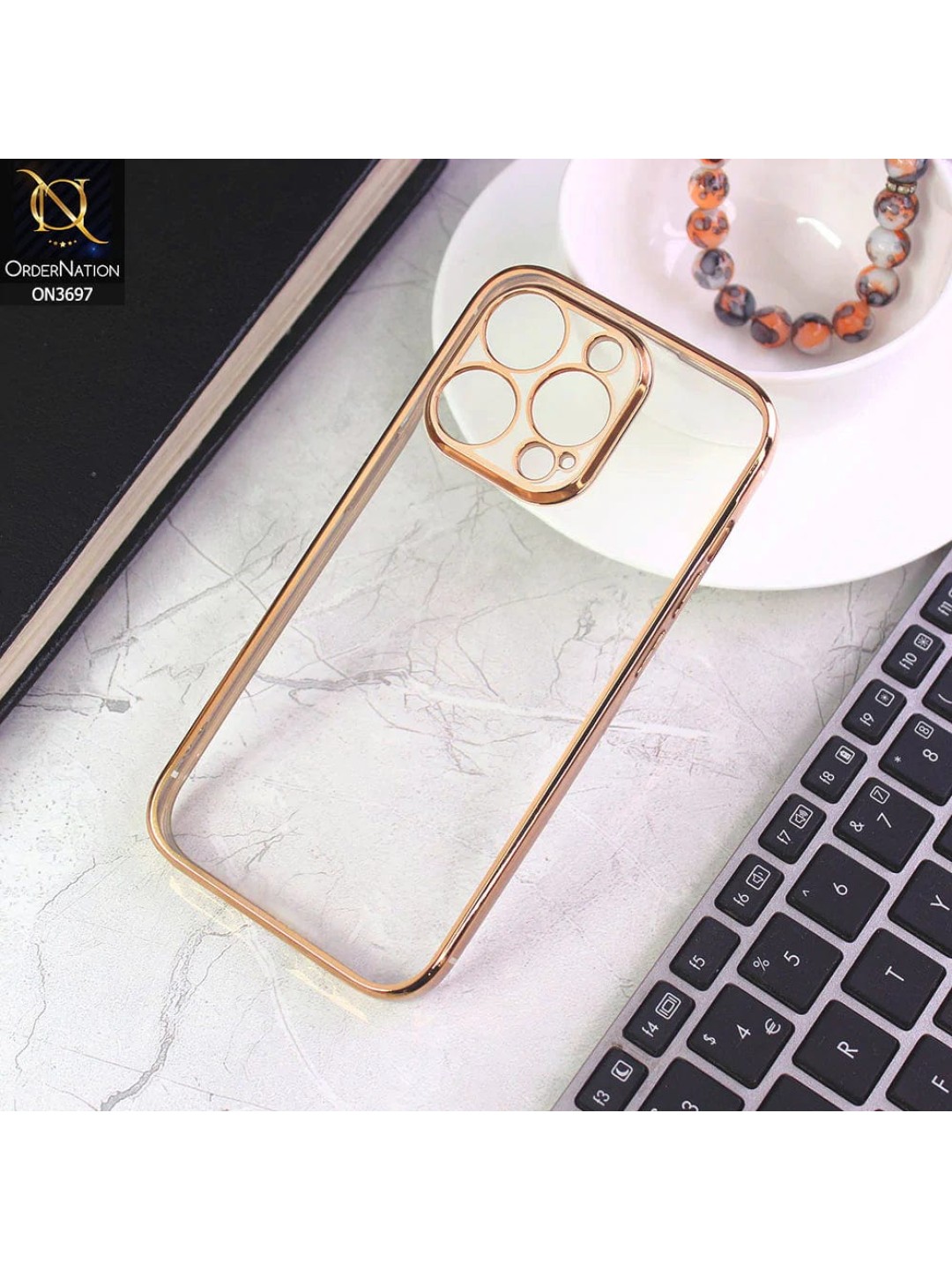 Калъф за iPhone 14 Pro Max - Silicone Case Lux, Gold