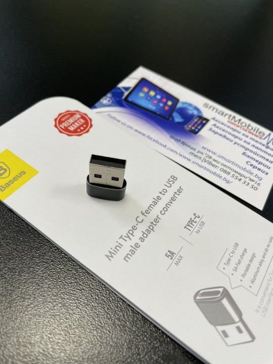 Преходник USB-A (мъжко) към Type-C (женско), Baseus OTG CAAOTG-01,3A