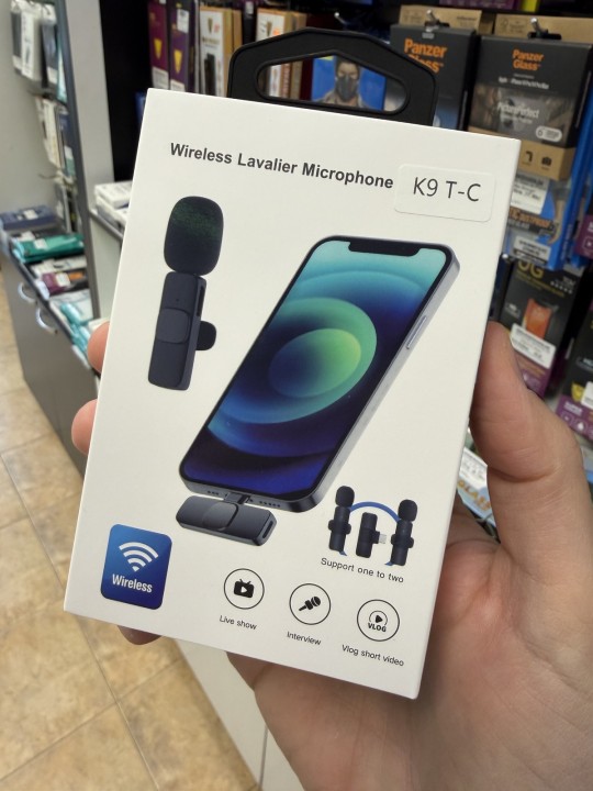 Безжичен микрофон тип Брошка К9 - 2 броя, с приемник iPhone Lightning