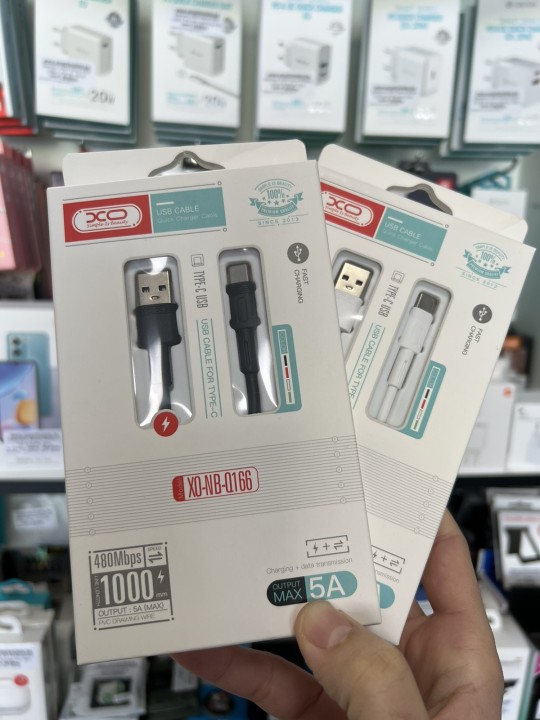 Кабел USB Type-C за бързо зареждане и данни - XO NB-Q166 5A 1.0m