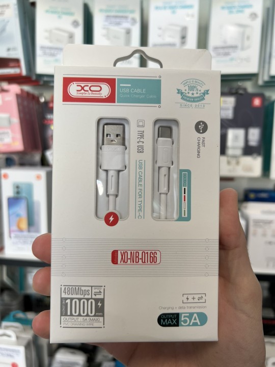 Кабел USB Type-C за бързо зареждане и данни - XO NB-Q166 5A 1.0m